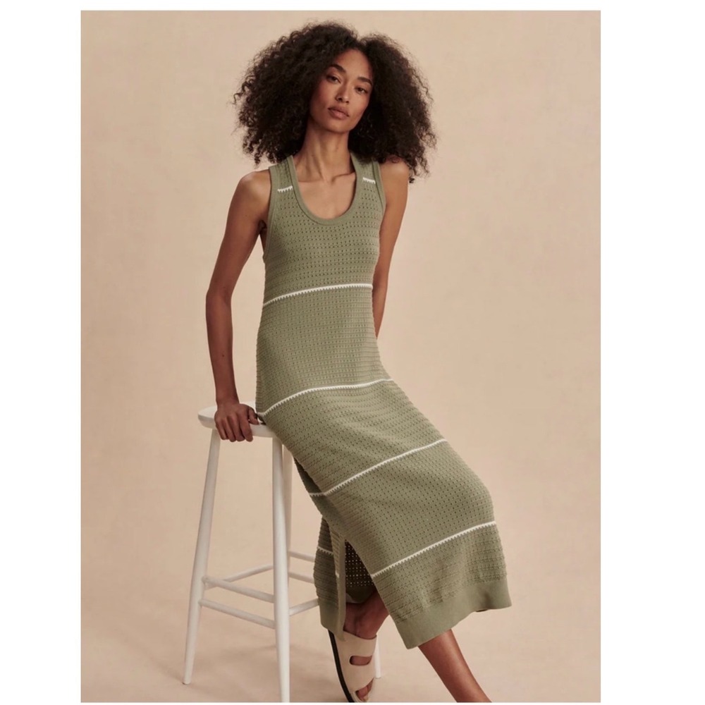 Varley Scott Scoop Neck Midi Dress In Sage Green Size Medium